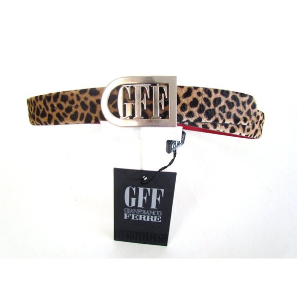 GIANFRANCO FERRE SILVER METAL INITIAL GFF ANIMAL PRINT DESIGNER 1\